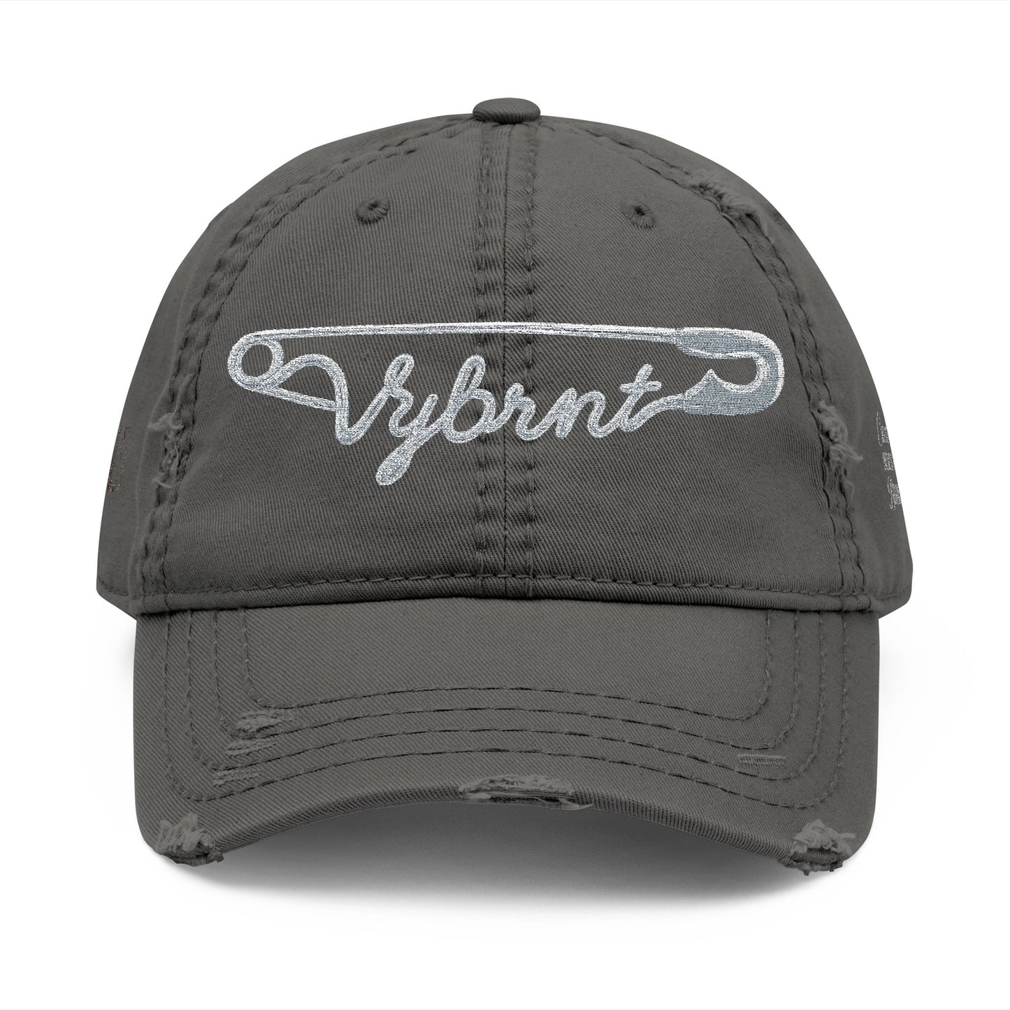 Distressed Embroidered Safety Pin-Dad Hat