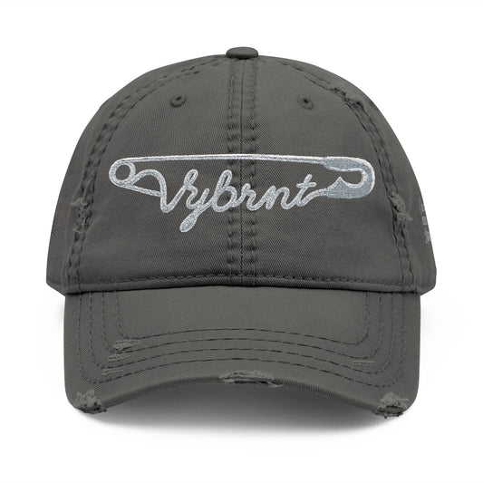 Distressed Embroidered Safety Pin-Dad Hat